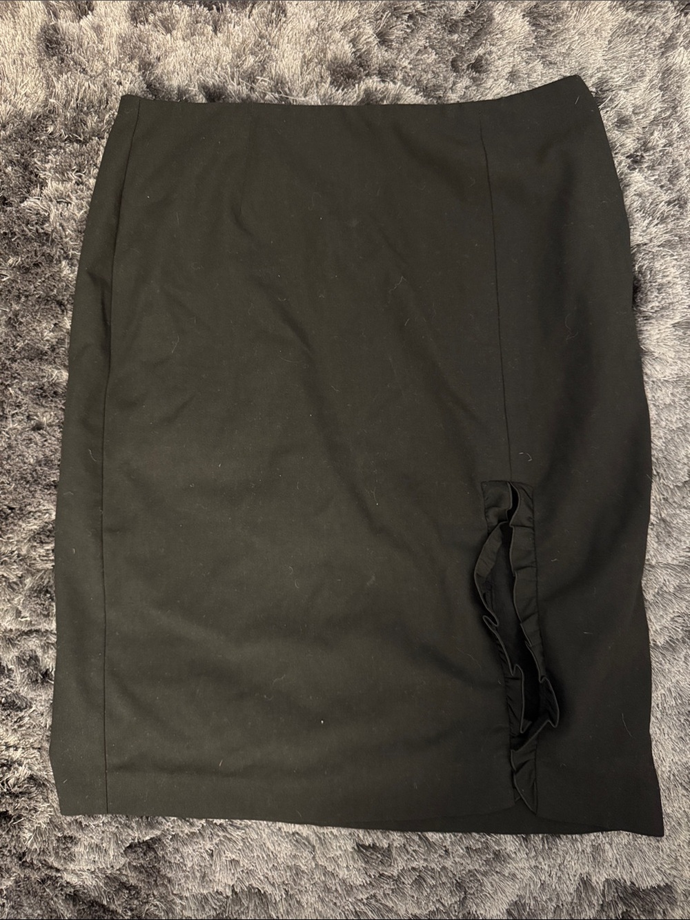 Trina Turk Black Pencil Skirt with Side Ruffle